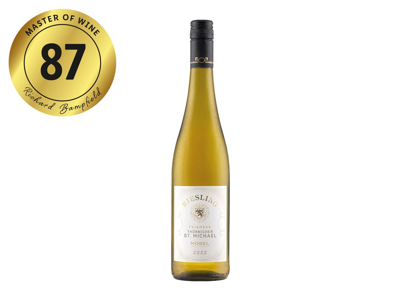 Bottle of Riesling Feinherb Thörnischer St. Michael Mosel 2022, rated 87 by Richard Bamfield.