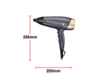 Secador de cabelo REMINGTON 2200 W, 285 mm de altura e 205 mm de largura.