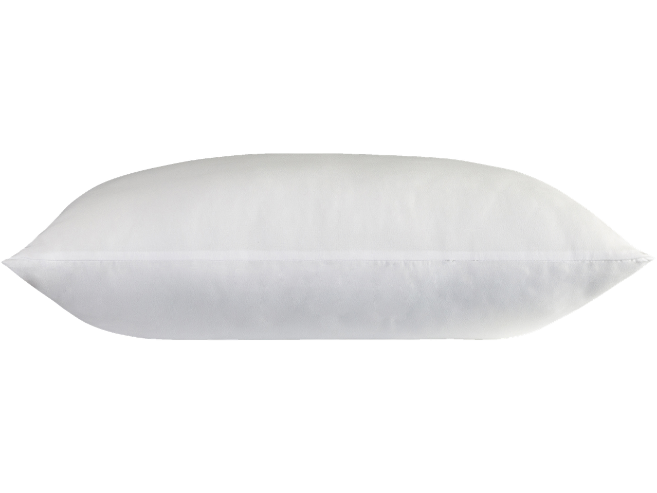 A white pillow with a visible seam across the middle, isolated on a black background.