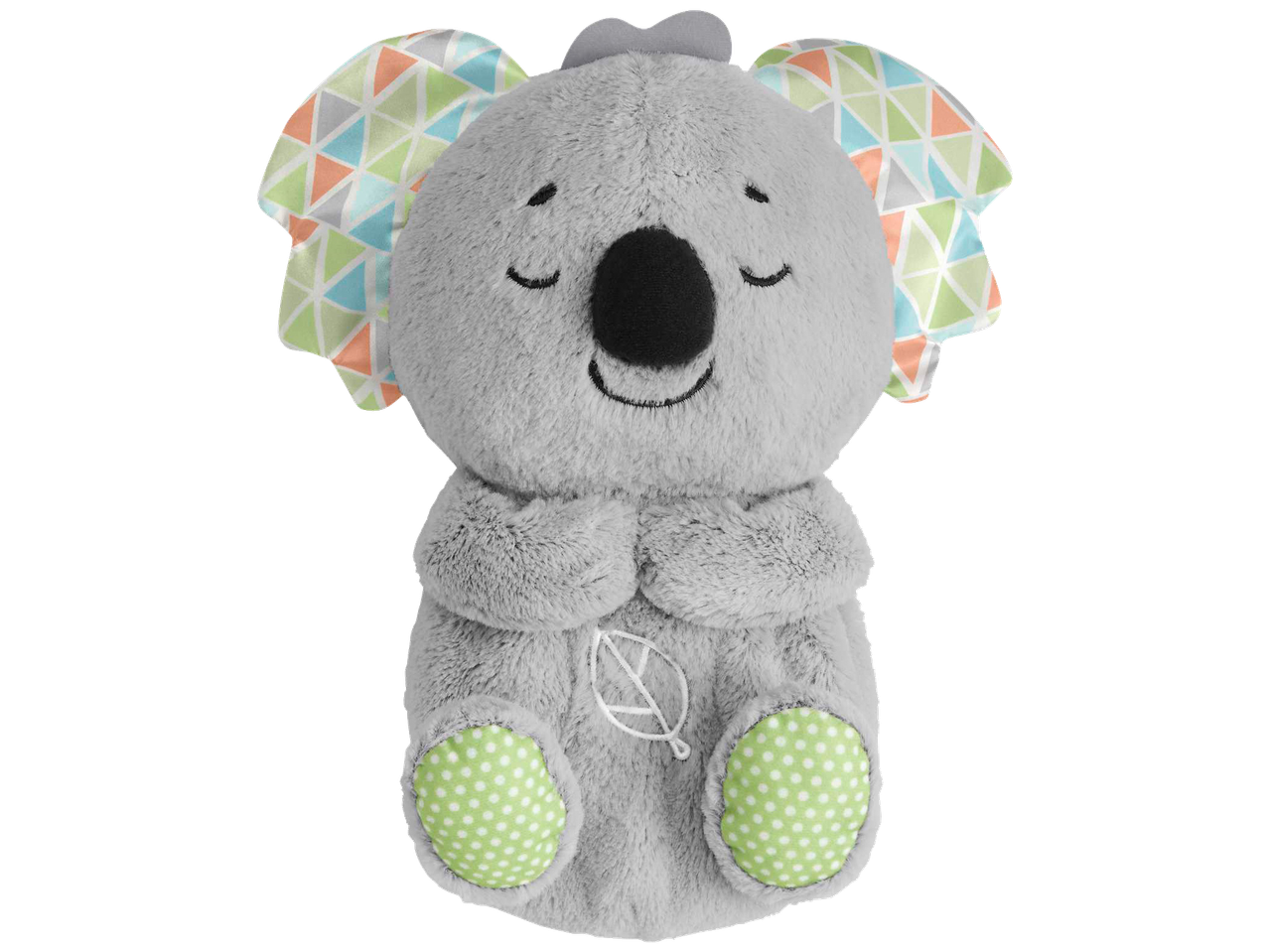 FISHER-PRICE kūdikio žaislas: Pilkas koalos pliušinis žaislas su raštuotomis ausimis ir letenėlėmis.