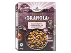Συσκευασία granola με χαρούπι, ελληνικό μέλι και μαύρη σοκολάτα, με 49% βρώμη ολικής άλεσης.