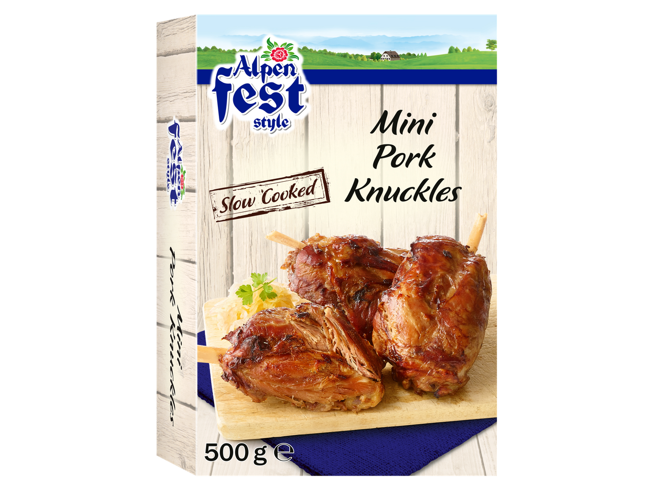 Mini copite de porc, gătite încet, stil Alpen Fest.