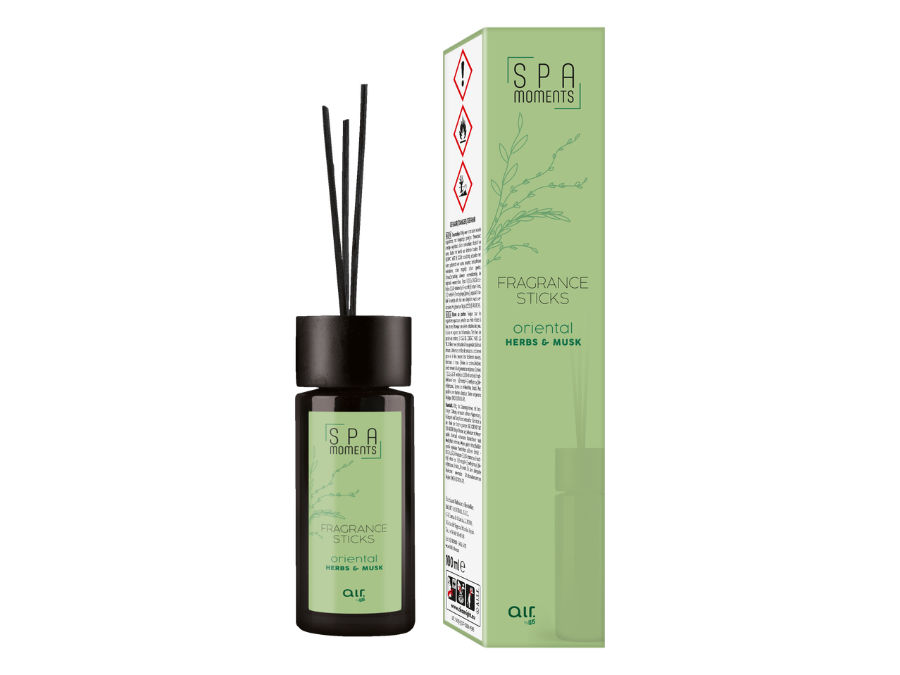 Bâtonnets de parfum Air by W5 Spa Moments oriental herbes et musc et emballage