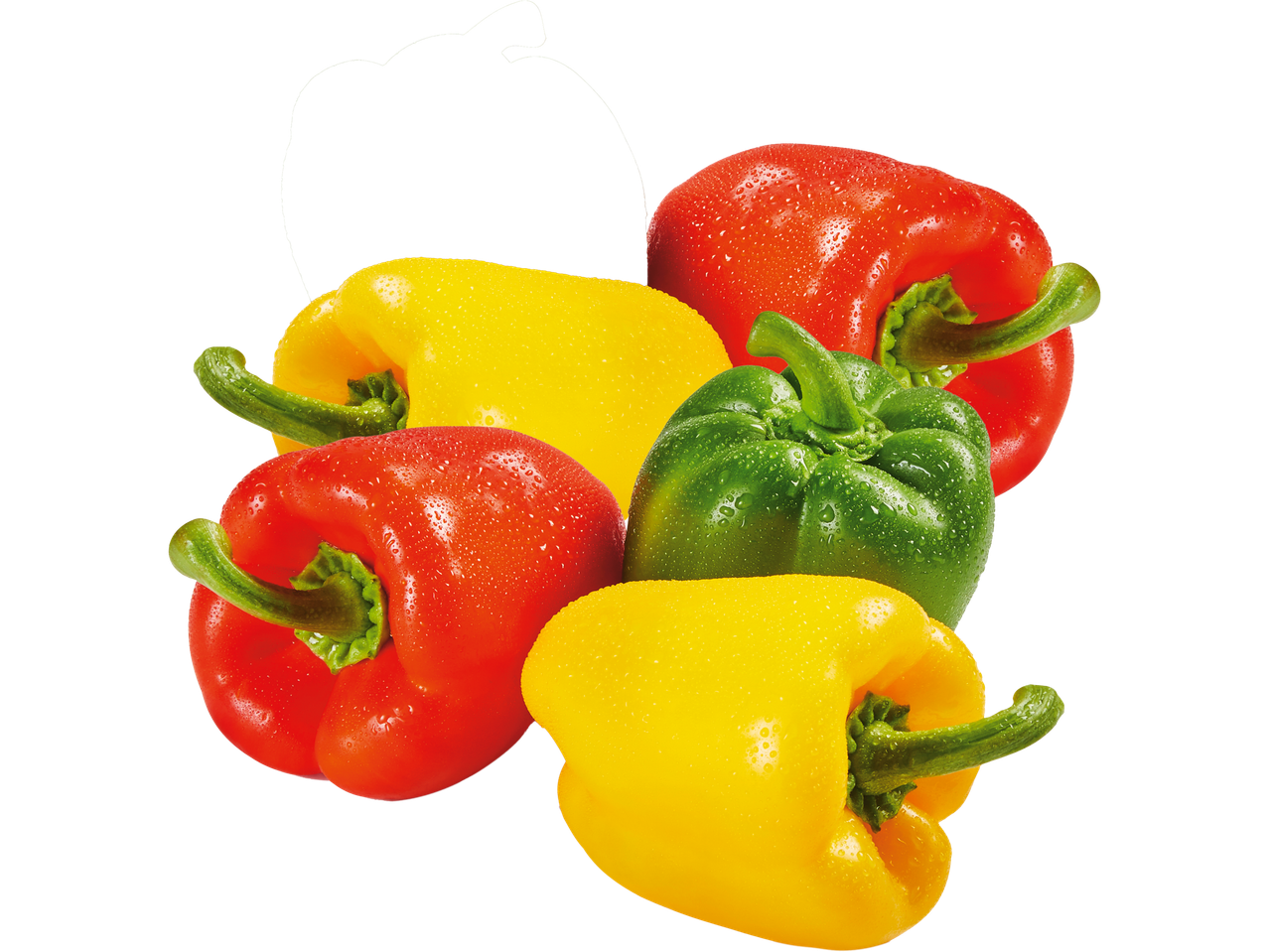 Fresh, vibrant bell peppers in red, yellow, and green.
