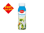 Mælkebaseret madlavningsprodukt med grøntsager og mælkestænk, med et 'Fast lav pris'-mærke.