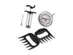 Grill Meister thermometer, syringe, and meat claws.