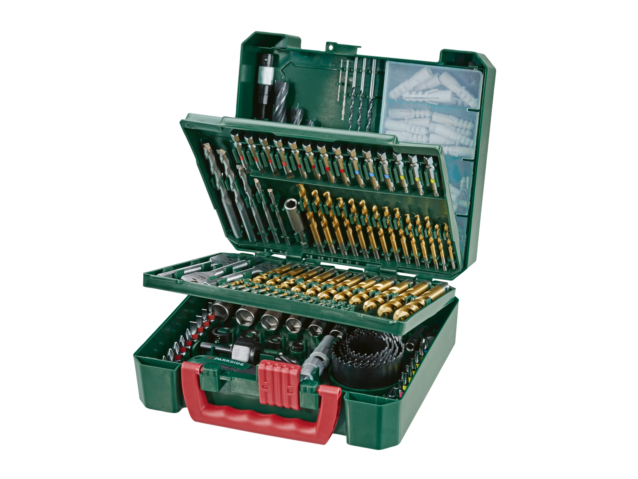 Parkside® Set d’embouts et de forets, Bohrer- und Bit-Set im grünen Koffer