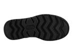 Black shoe sole with a textured, wavy pattern and a circular logo in the center.