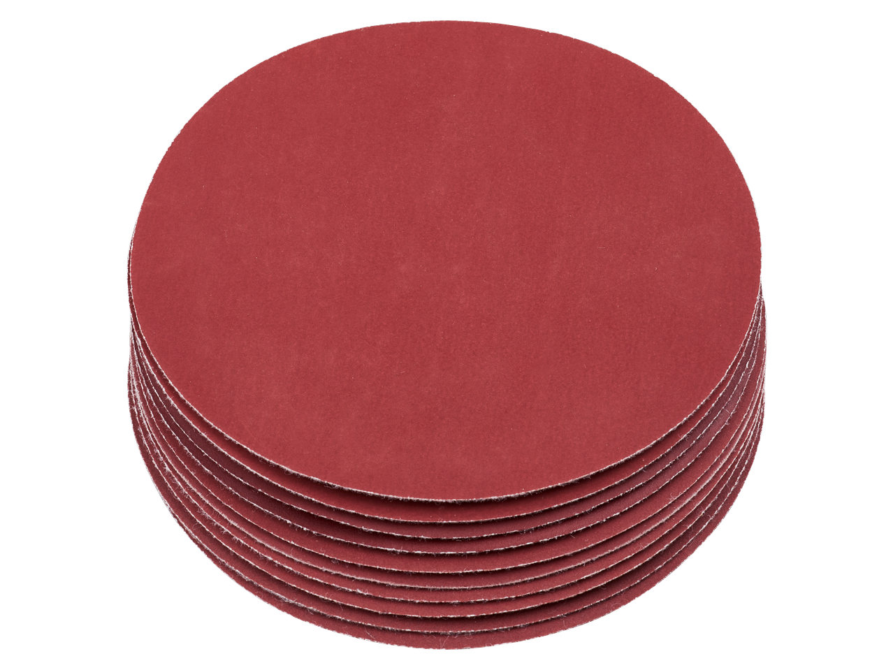 Raudonų Parkside® šlifavimo diskų krūva šlifuokliui.