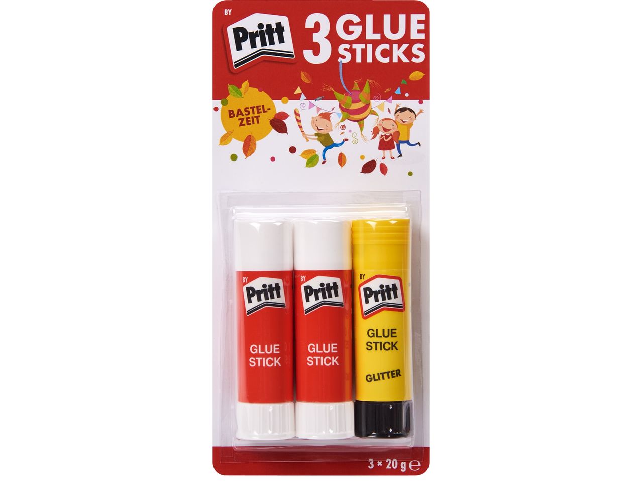 Pritt комплект от 3 лепила, включително едно с брокат, с детски мотиви.