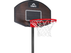 Crivit basketball hoop: black backboard with orange accents, red hoop.