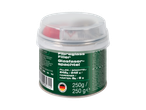 Fibreglass filler and hardener in a container, 250g total weight.