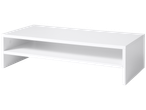 Étagère de rangement blanche à deux niveaux pour moniteur ou télévision.