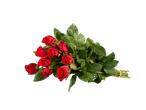 Um ramalhete de rosas vermelhas.
