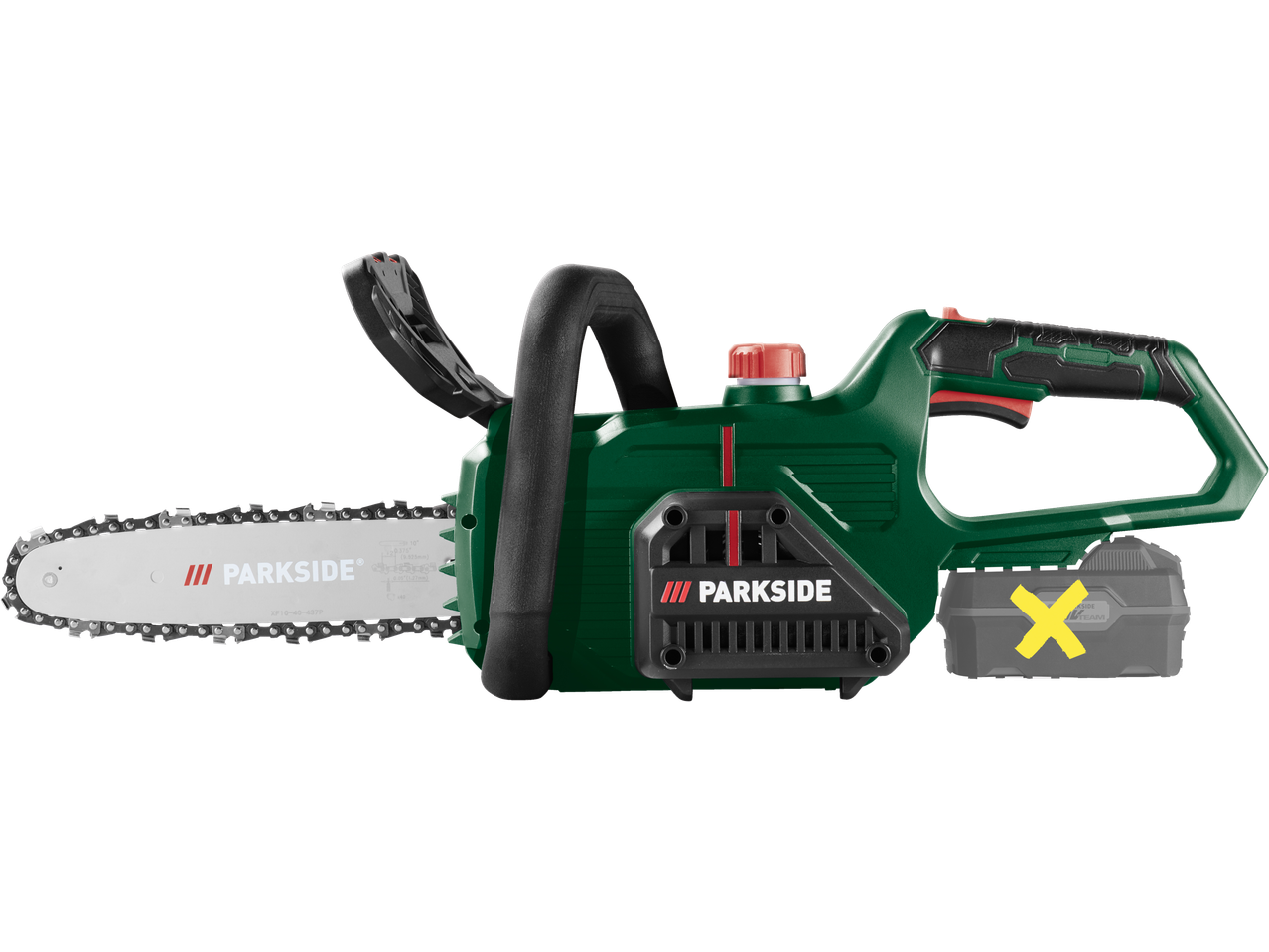 Parkside® 20V Cordless Chain Saw with a battery pack (not included).