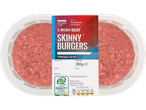 Two Skinny Irish beef burgers, ready for the barbecue.