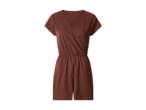 Brauner Damen-Playsuit mit V-Ausschnitt und kurzen Ärmeln