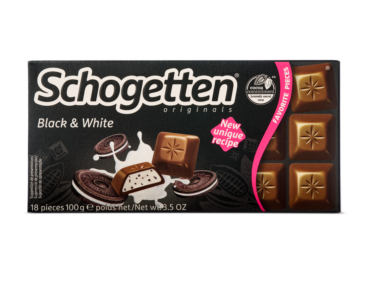 Schogetten chocolade reep met koekjes.