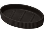 Черна овална сапунерка с оребрени страни и повдигнати решетки