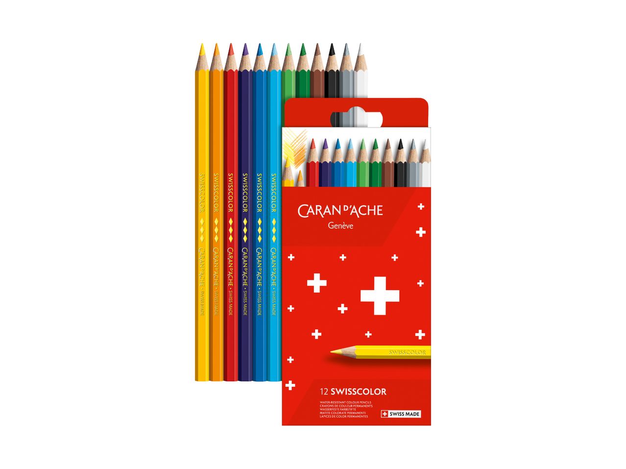 Caran d'Ache Farbstifte in ihrer Verpackung.
