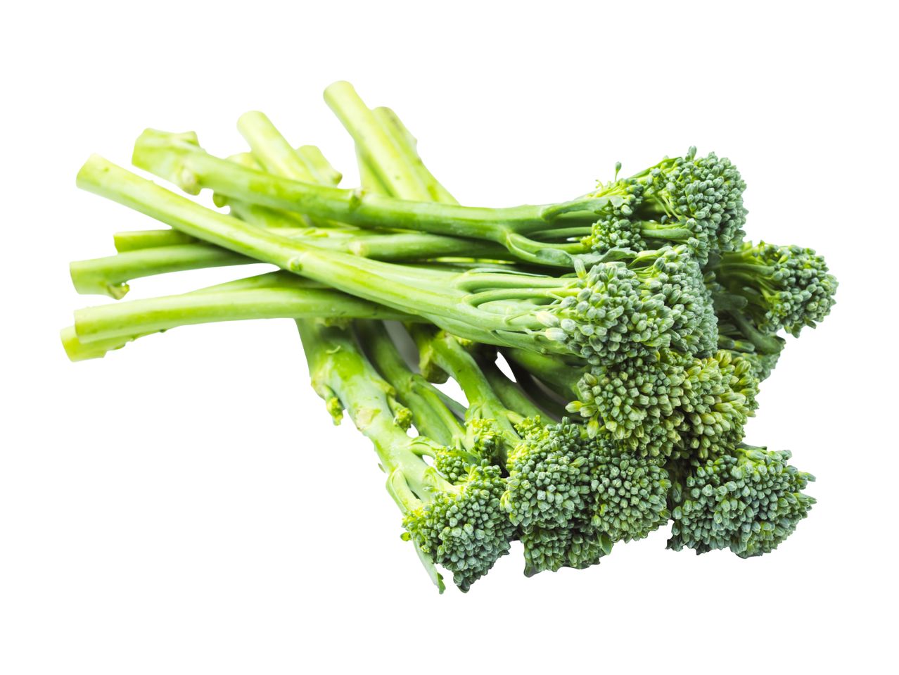 A bunch of fresh green broccoli florets.