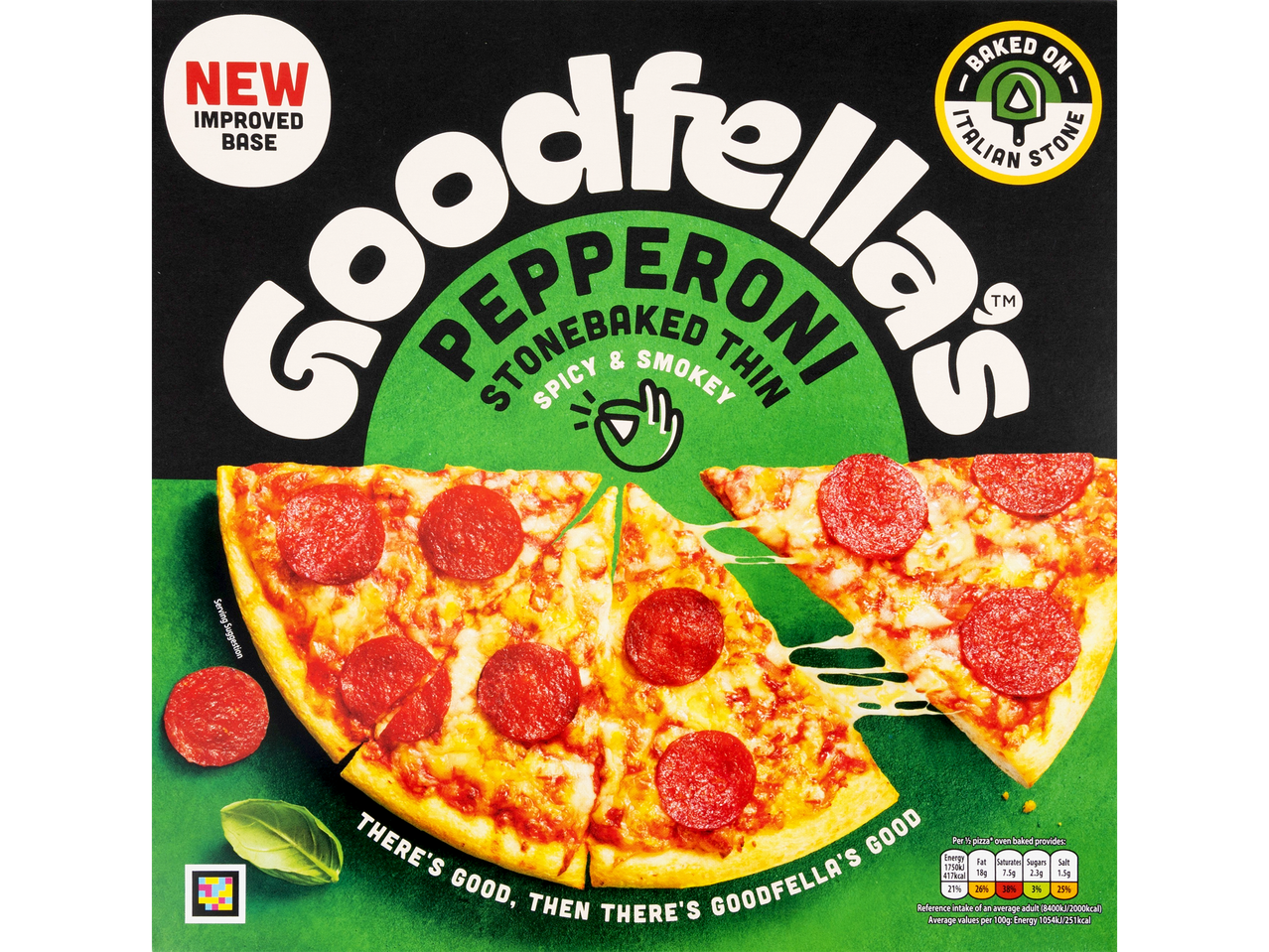 Goodfella's thin stonebaked pepperoni pizza.