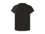Ein schwarzes T-Shirt mit kurzen Ärmeln und floraler Stickerei am oberen Teil.