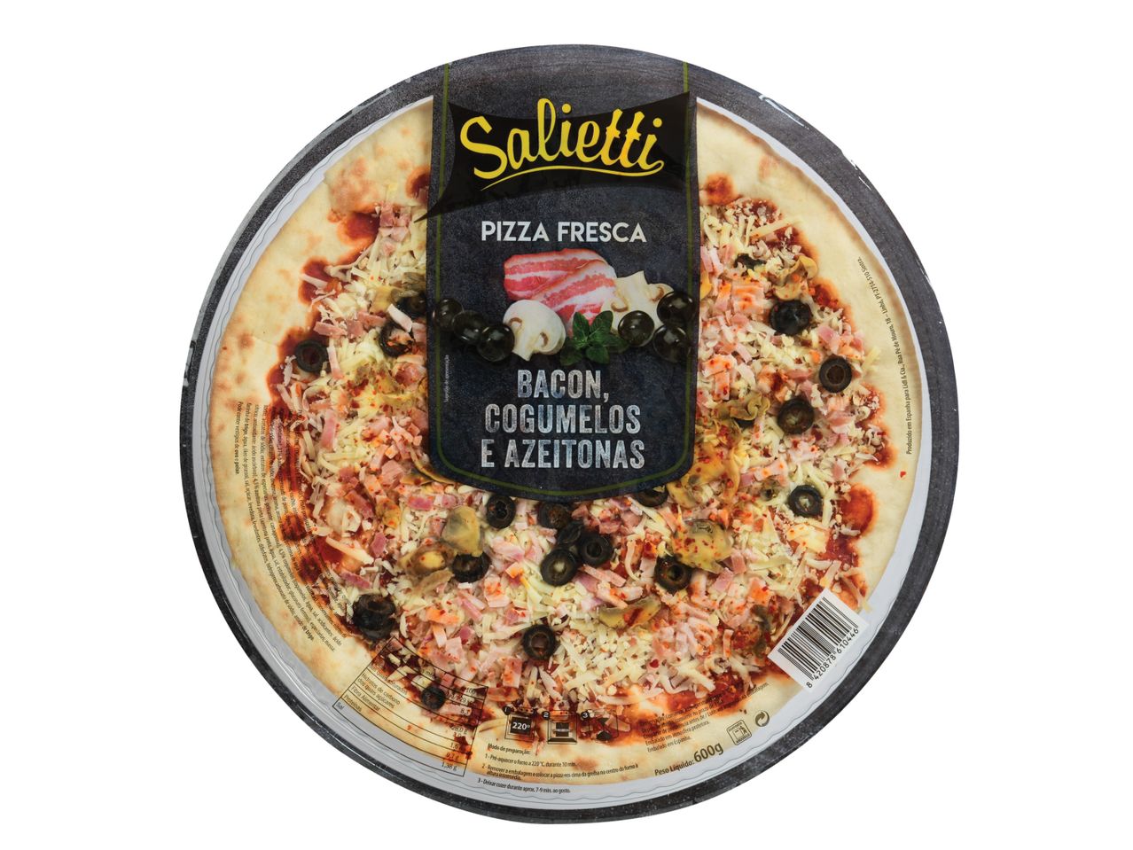 Ver empliada: Salietti® Pizza Familiar Bacon, Cogumelos e Azeitonas - Imagem 1