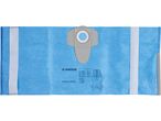 A light blue vacuum cleaner bag with a grey dust collection area.