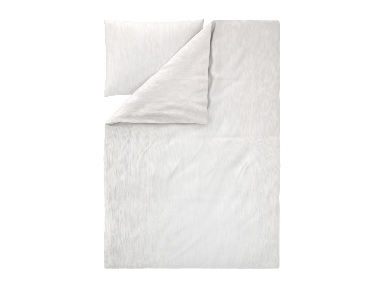 White duvet cover set with a pillowcase, featuring a subtle textured pattern.