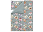Livarno Microfibre Satin Bedlinen with a floral pattern of peonies and tulips on a blue-grey background.