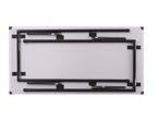 Mesa dobrável com pernas de metal.