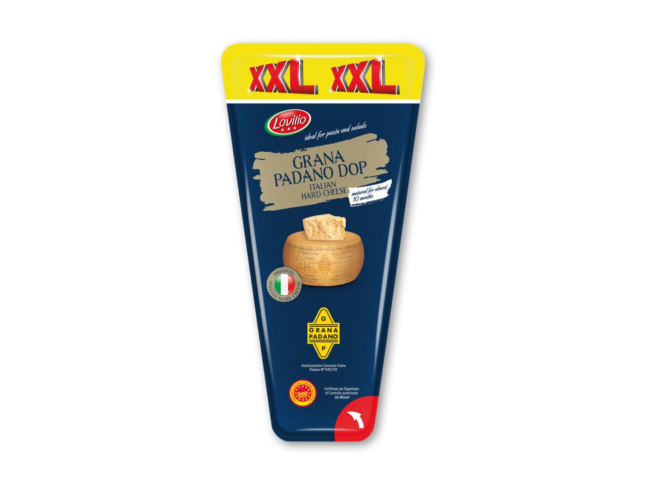 Lovilio Grana Padano DOP italiensk hård ost i XXL-pakke.