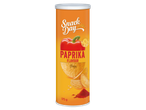 Snack Day paprika ízű chips narancssárga tubusban.