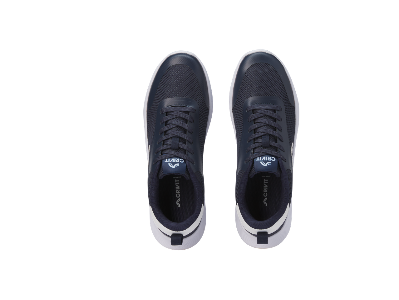 Dve tamnoplave patike Crivit sa belim detaljima.