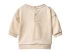 Beige long-sleeved baby sweatshirt with snap buttons on the back