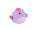 Purple Squishmallows plush toy with pink flowers and embroidered details