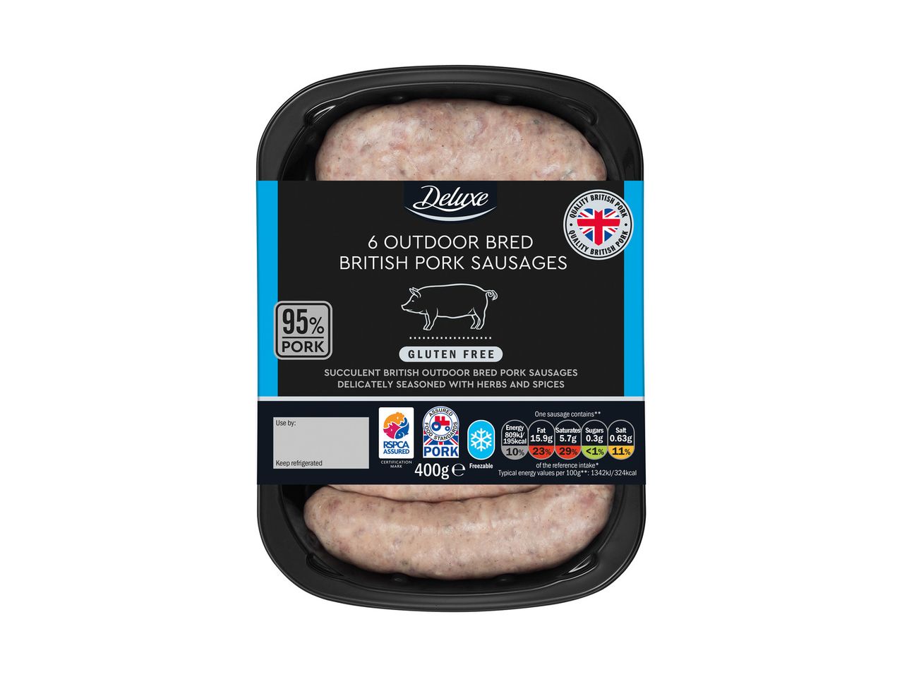 Go to full screen view: Deluxe Pork Chipolatas or Sausages - Image 1