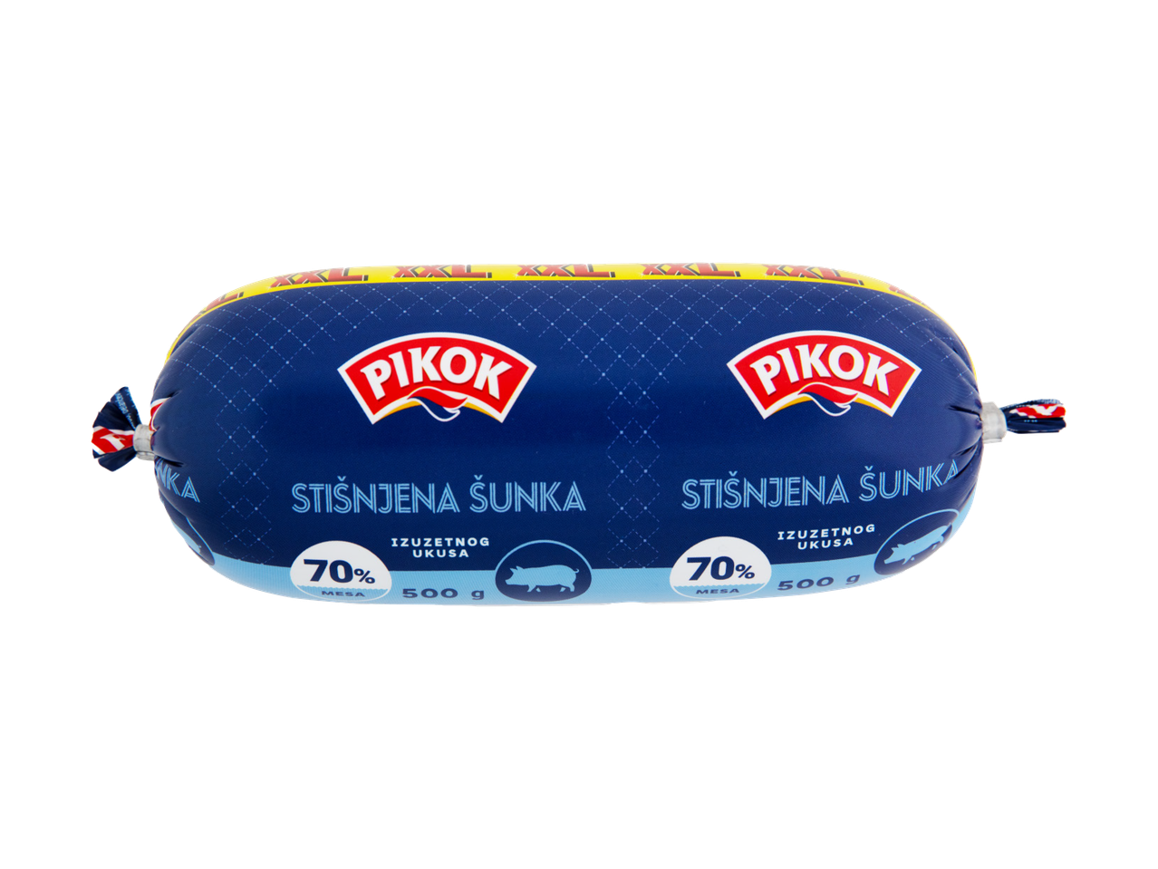 Pikok stišnjena šunka, 70% mesa, 500g pakovanje.