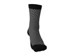 Black and grey patterned sock with a herringbone design