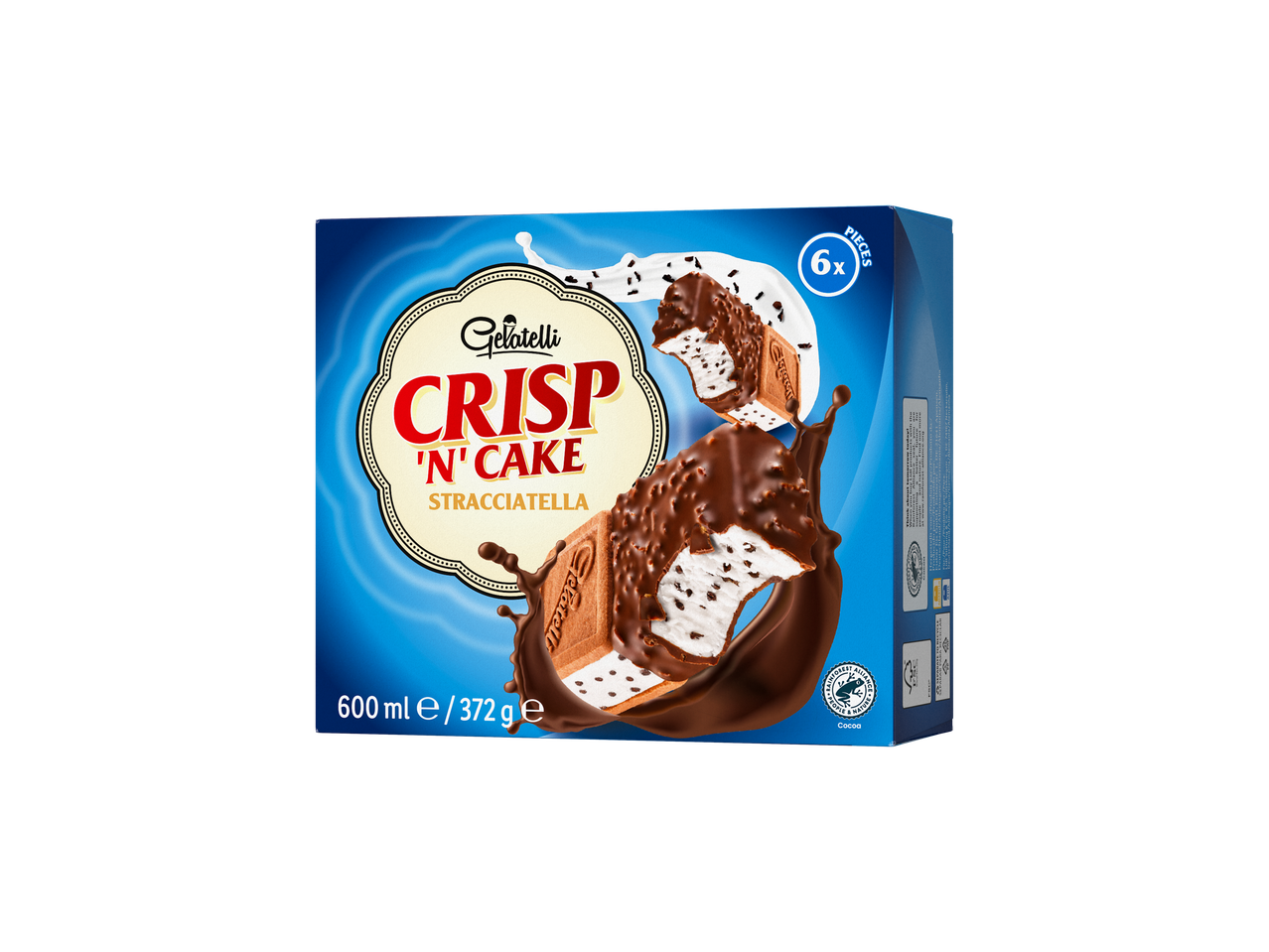 6 unidades de Gelatelli Crisp 'n' Cake stracciatella.