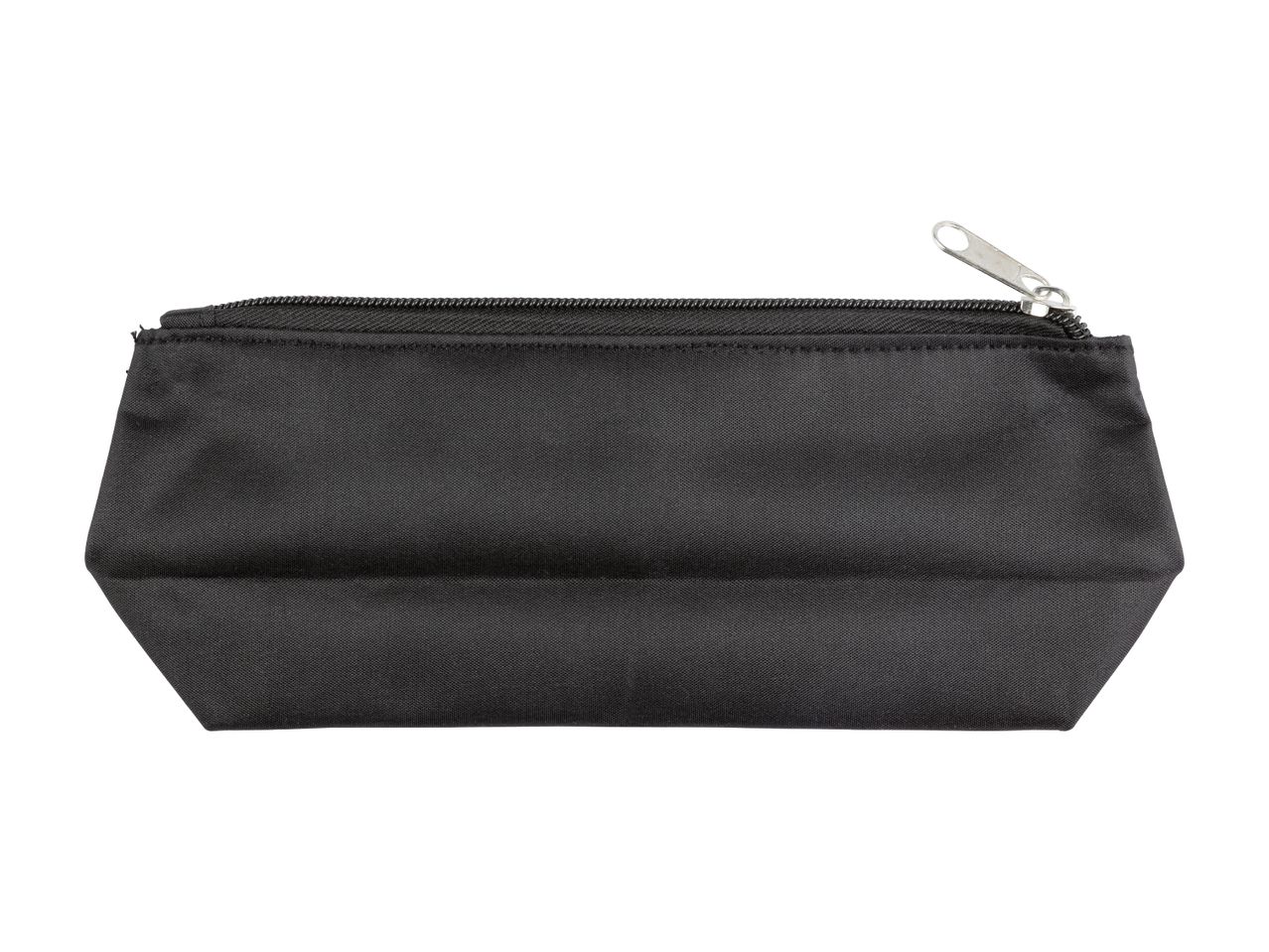 Black pencil case with a silver zipper