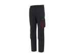 Calças de trabalho masculinas PARKSIDE® em cinzento escuro com detalhes vermelhos e bolsos cargo.