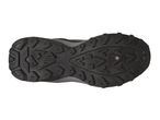 The bottom of a black hiking shoe with a textured sole.