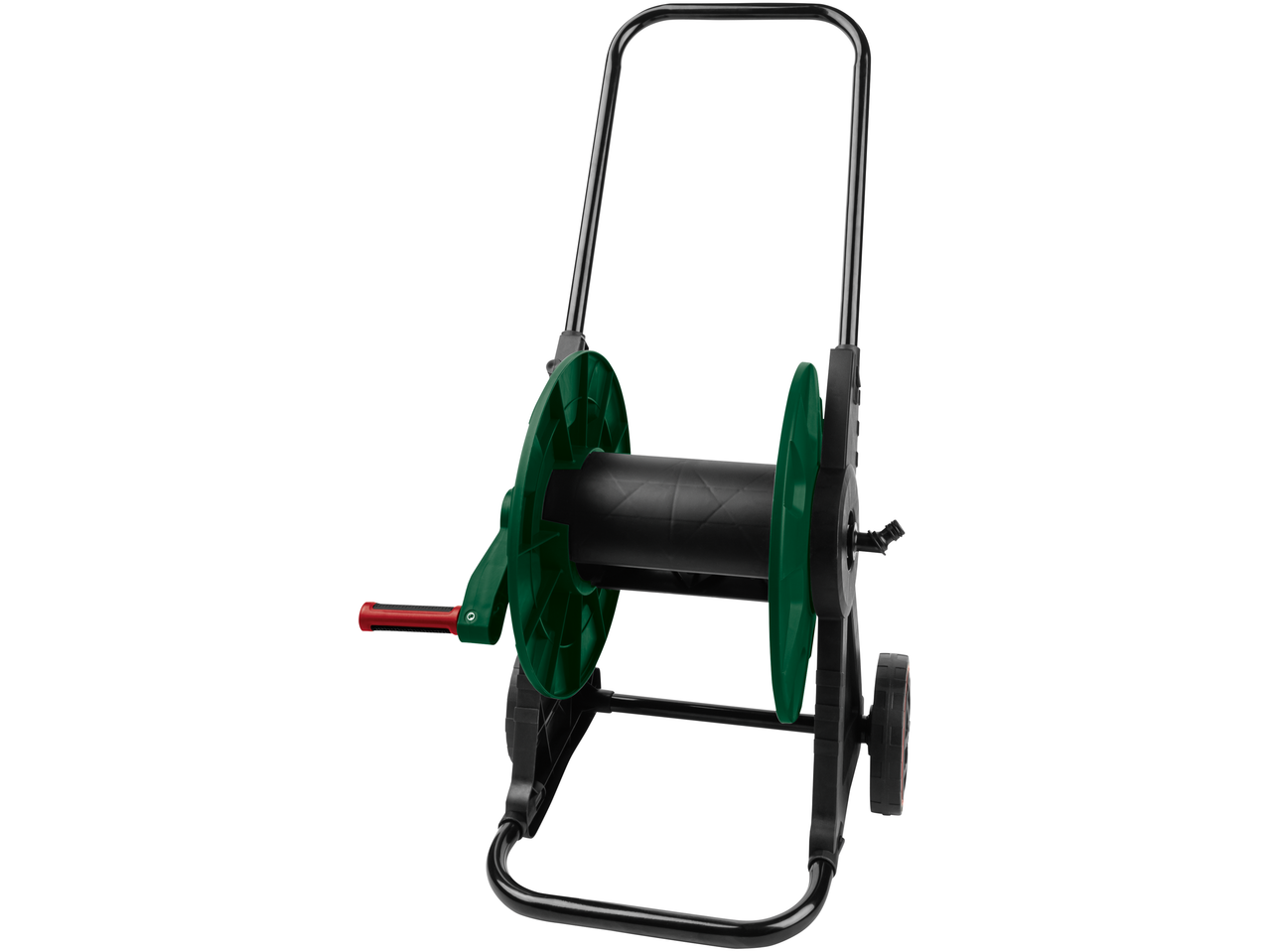 Dārza šļūtenes ratiņi ar riteņiem, viegli pārvietojami.