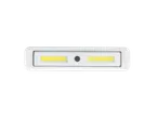 Luz LED branca compacta com interruptor.