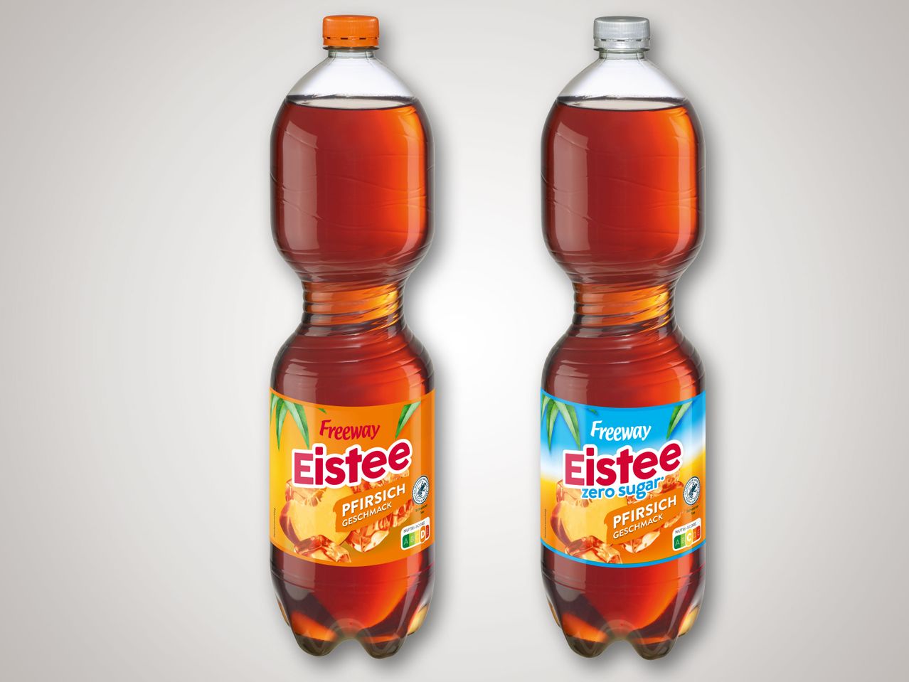 Freeway Eistee Pfirsich: mit und ohne Zucker.