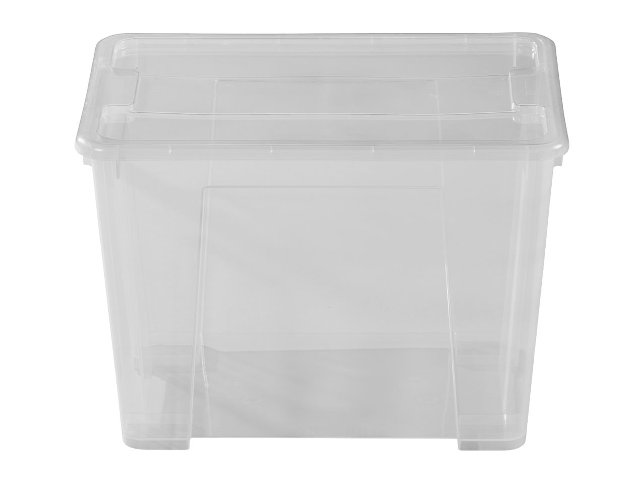 Clear plastic storage box with lid