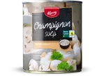 Kania Champignon soep met hamreepjes.