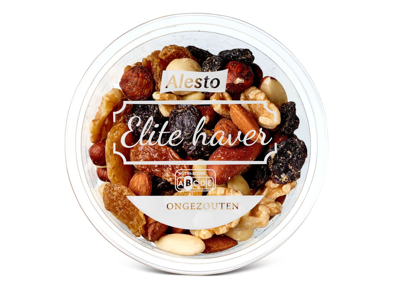 Alësto Elite haver noten- en gedroogd fruitmix: walnoten, amandelen, hazelnoten, rozijnen.